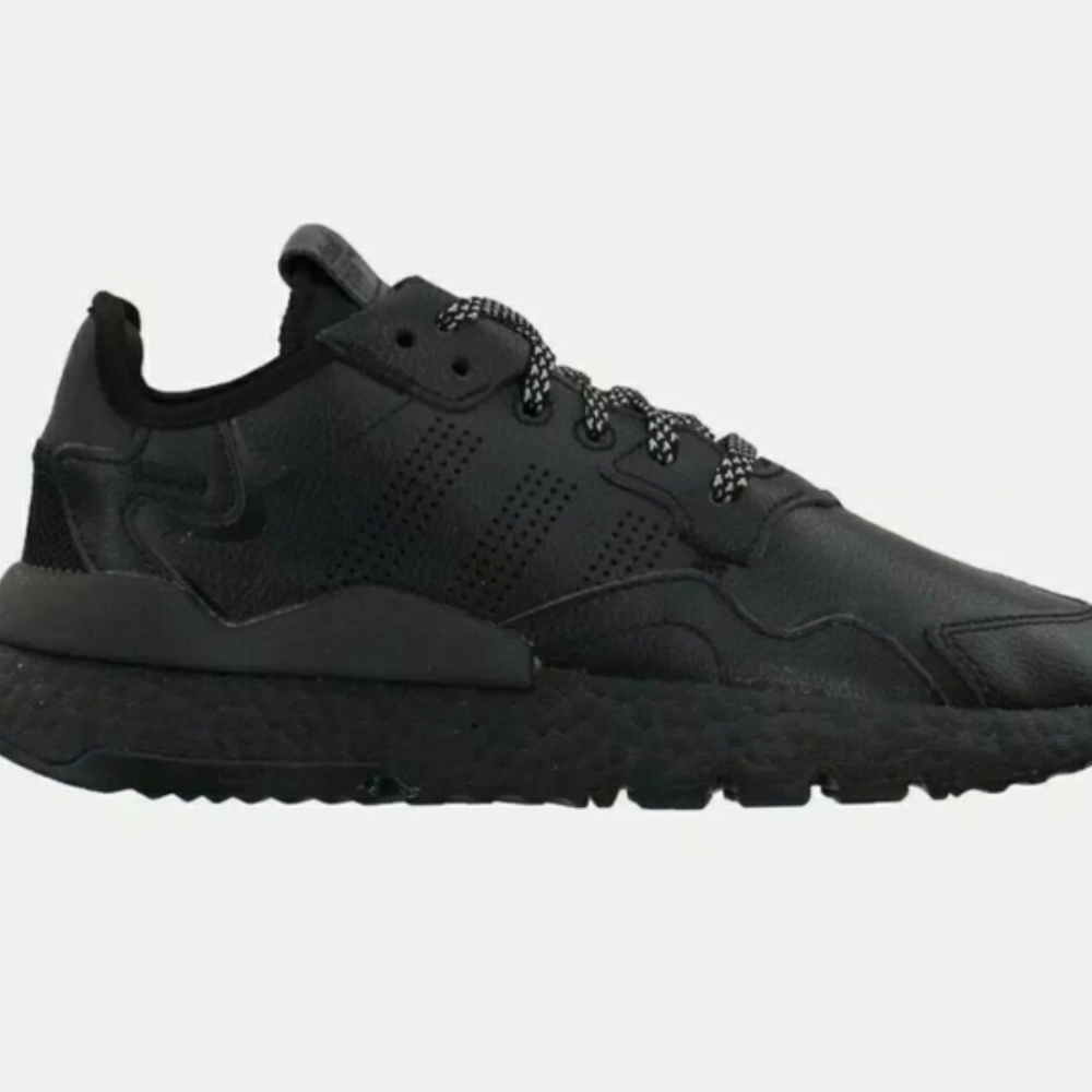 Adidas Nite Jogger Casual All Black Sneakers Size 6Y = Women's Size 7.5 (EG5837)